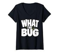 Donna What The Bug Catcher Funny Entomology Insect Catching Maglietta con Collo a V