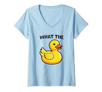 Donna What The Duck Funny Silly Sarcastic Viral Duck Meme Pun Maglietta con Collo a V