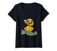 Donna What The Duck Funny Yellow Rubber Duckie AMA Le Anatre Maglietta con Collo a V