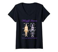 Donna What You See What I Feel Skeleton Fibromyalgia Awareness Maglietta con Collo a V