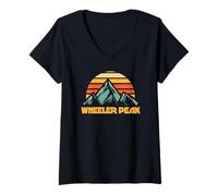 Donna Wheeler Peak New Mexico Retro Turchese Maglietta con Collo a V