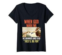 Donna When God Made Me - Funny Creation of Adam Gaming Maglietta con Collo a V