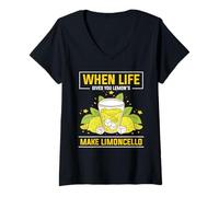 Donna When Life Gives You Lemons Make Limoncello Maglietta con Collo a V