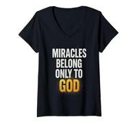 Donna "Where Faith Shines and Miracles Speak His Name" Maglietta con Collo a V