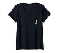 Donna Where’s Wally Marching Search Front & Back Maglietta con Collo a V