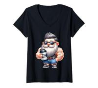 Donna Whey Protein Gnome Dad Funny Bodybuilder Graphic For Coach Maglietta con Collo a V