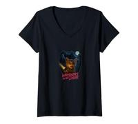 Donna Whiskers in The Dark Spooky Cat Ghost Art Maglietta con Collo a V