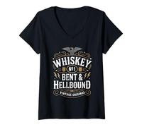 Donna Whiskey Bent And Hellbound Funny Whiskey Cowboy Cowgirl Fun Maglietta con Collo a V