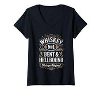 Donna Whiskey Bent And Hellbound Funny Whiskey Cowboy Cowgirl Fun Maglietta con Collo a V