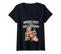 Donna Whiskey Bent And Hellbound Sexy Cowgirl Funny Whiskey Cute Maglietta con Collo a V