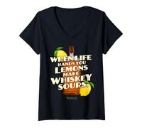 Donna Whiskey Quote When Life Hands You Lemons Whiskey Maglietta con Collo a V