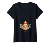 Donna Whisky Scotch e Bourbon Citazione Divertente Differenze nel Whisky Maglietta con Collo a V