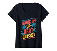 Donna Whisky Summer Vibes Bere Bourbon Divertente Maglietta con Collo a V