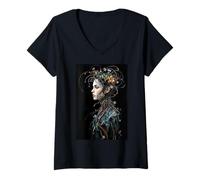 Donna Whispering Garden Soul Mystical Blossom Essere Maglietta con Collo a V