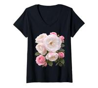 Donna Whispers of Roses Soft Light And Quiet Elegance Forme Mania Maglietta con Collo a V