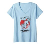 Donna White Fox Japanese Kitsune Sunset Giappone Ragazzi Ragazze Bambini Maglietta con Collo a V