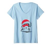 Donna White Fox Japanese Kitsune Sunset Giappone Ragazzi Ragazze Bambini Maglietta con Collo a V
