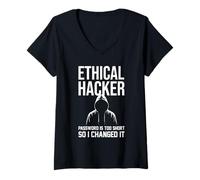 Donna White Hat Ethical Hacker Password Troppo Breve Così Ho Cambiato Maglietta con Collo a V