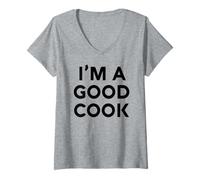 Donna White Lie Im A Good Cook Party Funny Kitchen Chef Sarcastico Maglietta con Collo a V