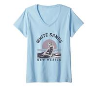 Donna White Sands Nuovo Messico Tramonto Maglietta con Collo a V