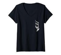 Donna White Twisted Ivy Vines - Stampa Fronte e Retro Maglietta con Collo a V