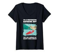 Donna Whitewater Kayak Ragazzo Come Un Ragazzo Normale Tranne Molto più Fresco Maglietta con Collo a V