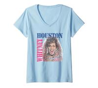 Donna Whitney Houston Exhale Distressed Foto Maglietta con Collo a V