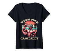Donna Whos Your CrawDaddy Gamberi Retro Gamberi Crawdad papà Uomini Maglietta con Collo a V