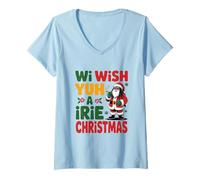 Donna Wi Wish Yuh A Irie Christmas Giamaicano Babbo Natale Patois Maglietta con Collo a V