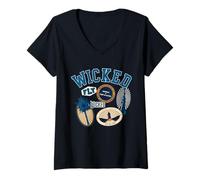 Donna Wicked Collegiate Varsity Collage Maglietta con Collo a V