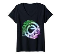 Donna Wicked: For Good Oz Logo Floral and Vine Maglietta con Collo a V
