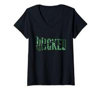 Donna Wicked: For Good Torn Green Collage Logo Maglietta con Collo a V