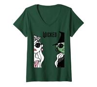Donna Wicked Glinda Elphaba Split Portrait Fashion Maglietta con Collo a V