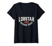Donna Wicked Lobster Good Lobstah Summer Vacation Souvenir Maglietta con Collo a V