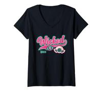 Donna Wicked Retro Varsity Logo Maglietta con Collo a V