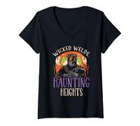 Donna Wicked Welds Haunting Heights Spooky Saldatore Halloween Maglietta con Collo a V