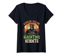 Donna Wicked Welds Haunting Heights Spooky Saldatore Halloween Maglietta con Collo a V