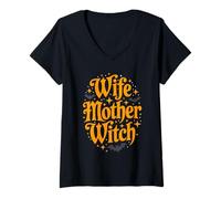 Donna Wife Mother Witch Maglietta con Collo a V