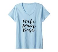 Donna Wife Mum Boss' T-Shirt | Funny Mum, Mummy Maglietta con Collo a V