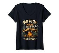 Donna WiFi Nah ho falò e stelle disconnettere off-grid Maglietta con Collo a V