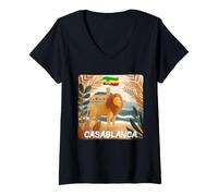 Donna Wild Casablanca Graphic con Natura e Costume da Leone Maglietta con Collo a V