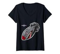 Donna Wild Cool Wild Flying Army Shark Graphic Tees & Cool Designs Maglietta con Collo a V