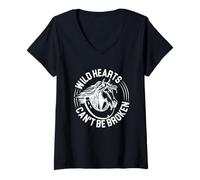 Donna Wild Hearts Cant Be Broken Horses Jumping Equitazione Maglietta con Collo a V
