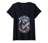 Donna Wild Instinct Unbreakable Spirit Leopard Flame Maglietta con Collo a V