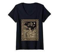 Donna Wild Rabbit Constellation Tarocchi Gothic Celestial Maglietta con Collo a V