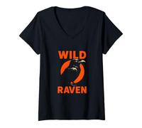 Donna Wild Raven Creepy Night RavenBird - Scarpe da donna Maglietta con Collo a V