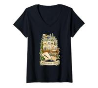 Donna Wild Seed Calm - Bustine di Semi Fiori Selvatici, targhe per Maglietta con Collo a V