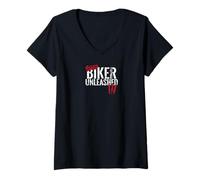Donna Wild Unleashed Biker - Come Una Bestia Maglietta con Collo a V
