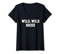 Donna Wild Wild Bride Crew Bachelorette Outfit Party Bridal Team Maglietta con Collo a V