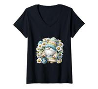 Donna Wildflower GNOME Graphic for Women And Gardener Daisy Flower Maglietta con Collo a V